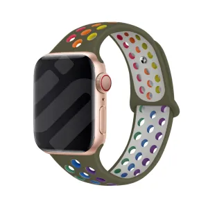 Apple Watch Sport Strap (Olive/Rainbow) Travel Essential
