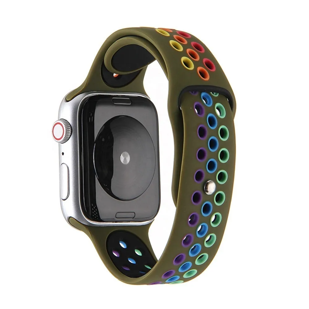 Apple Watch Sport Strap (Olive/Rainbow) Premium Motion Gear
