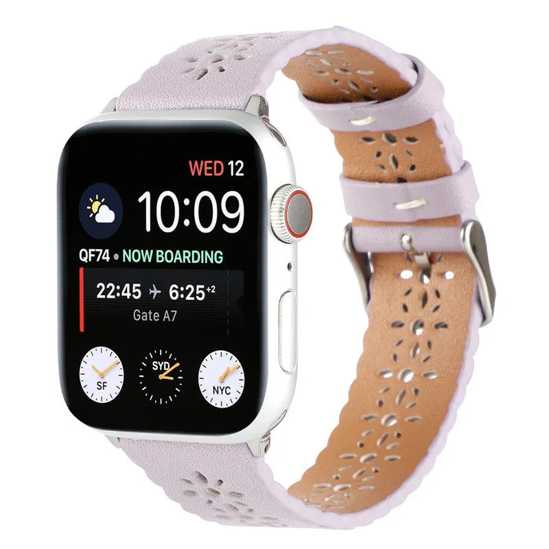 Apple Watch Patterned Leather Strap (Lilac) Color Variety