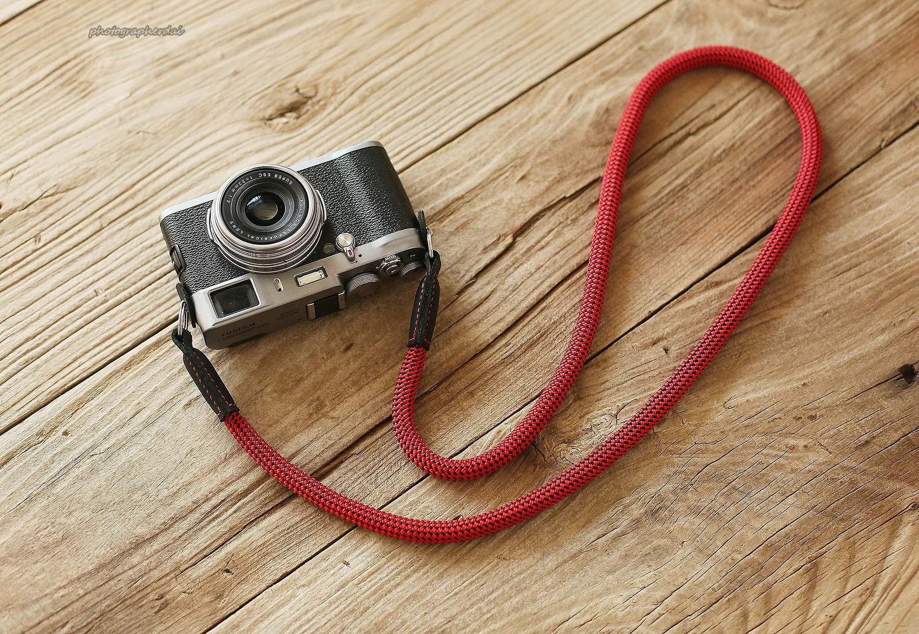 Camera strap handmade mystery red climbing rope B leather | windmup.com Quick Snap Multi Color Band