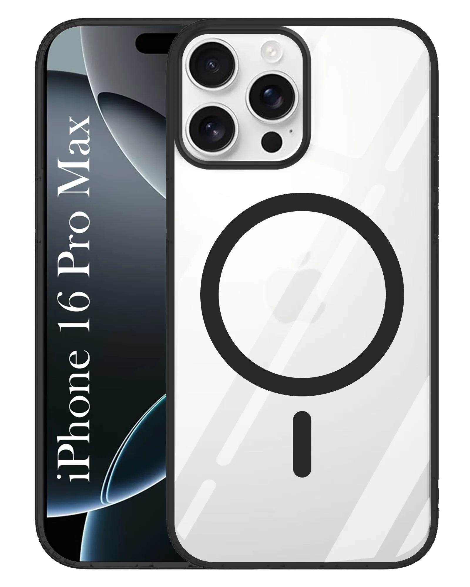 For Apple iPhone 16 Pro Max Back Cover Case (Black MagSafe Compatible Wireless Charging | Hybrid Camera Bump Protection | Shockproof Polycarbonate Material) Travel Essential Colorful Accent