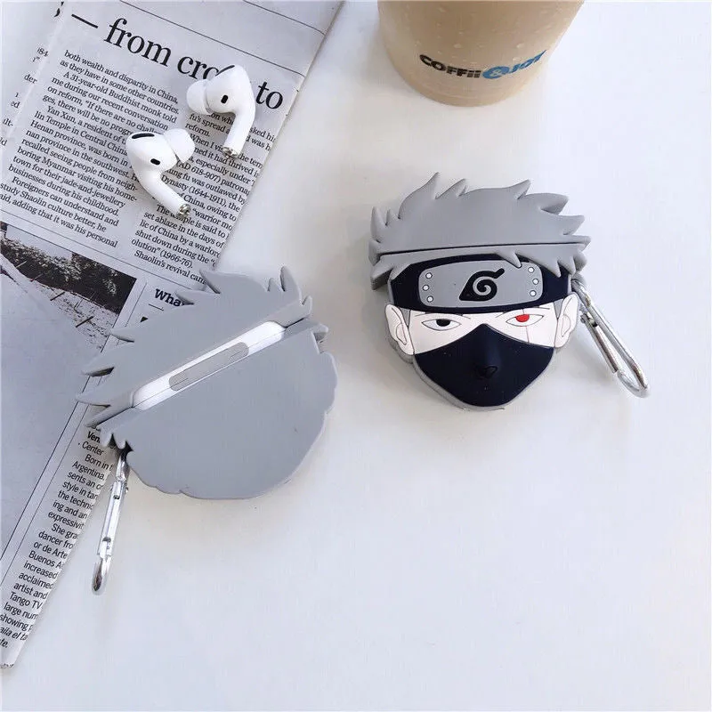 ANIME KAKASHI HATAKE SILICONE AIRPODS CASE COVER FOR 1/2, 3 AND AIRPODS PRO outdoor earbuds protection soft flexible neon airpods case