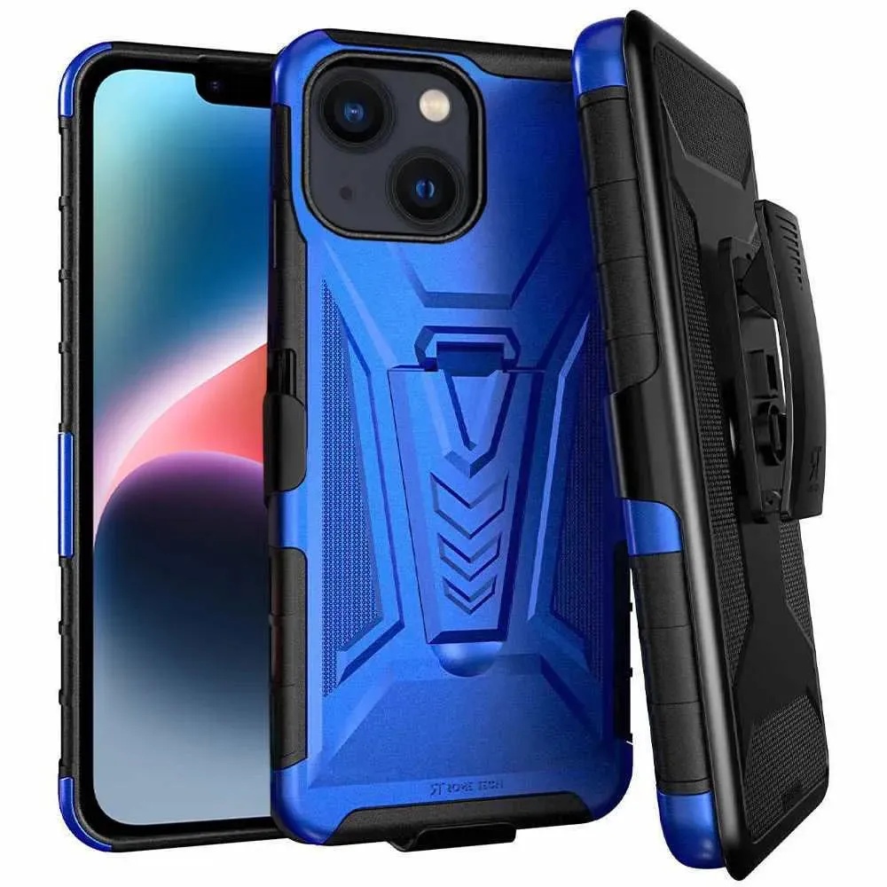 Protective Corner Modern Form Apple iPhone 14 Dual-Layer Holster Case with Kickstand