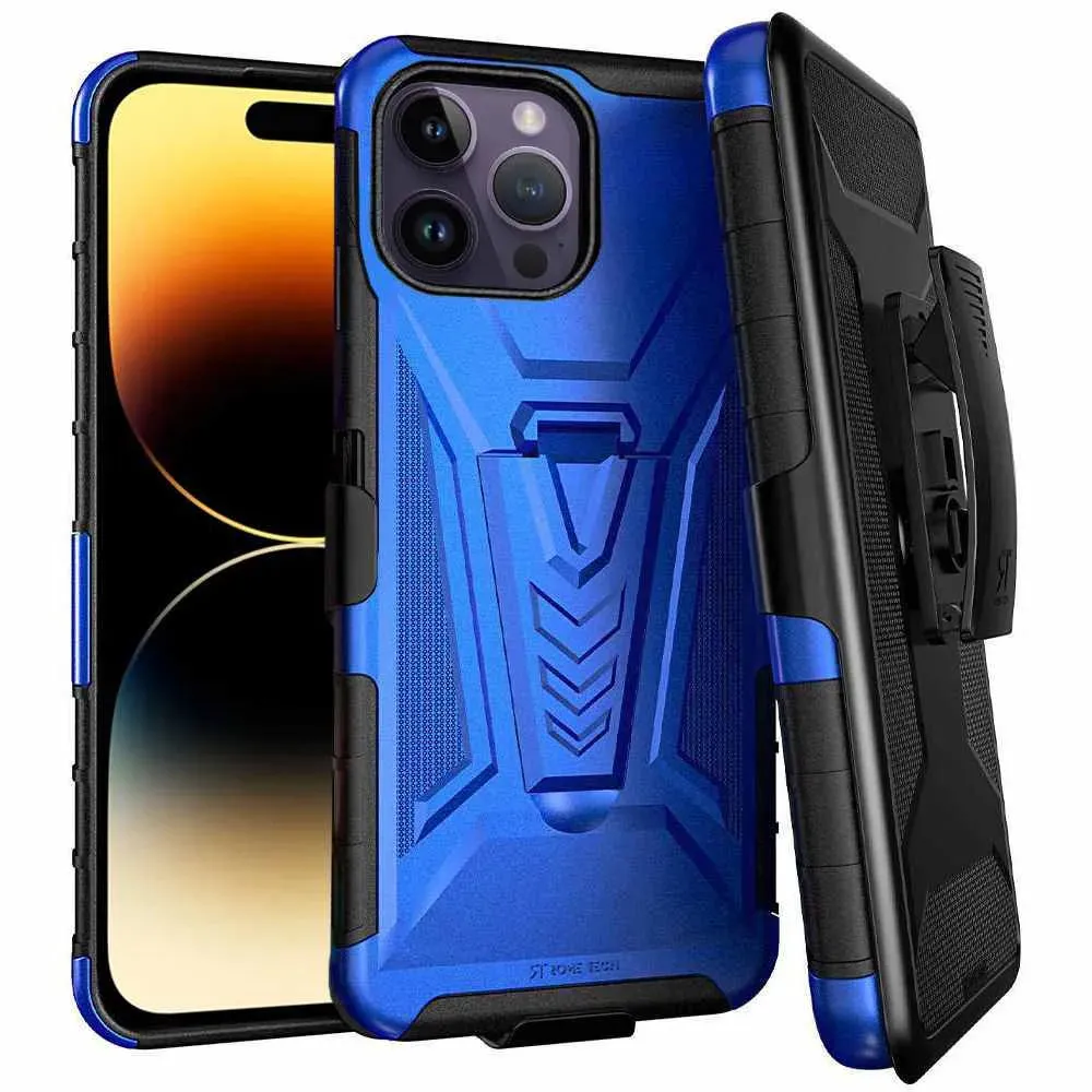 Bold Look Heat resistant Apple iPhone 14 Pro Dual-Layer Holster Case with Kickstand