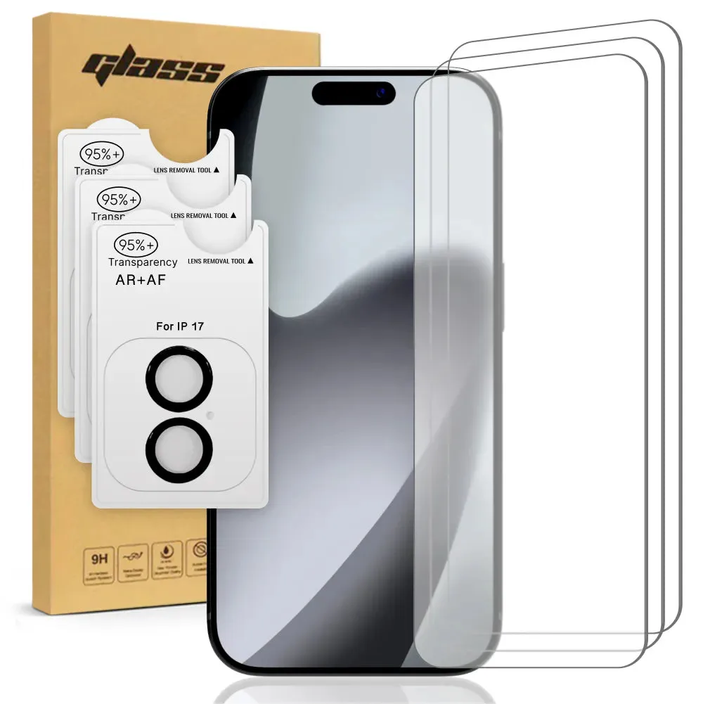 Metal Texture Apple iPhone 17 Tempered Glass Screen Protector Camera Lens