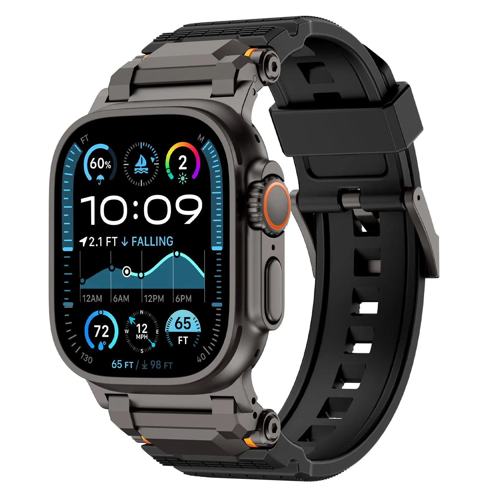 Minimal Sporty Look Active Motion Design Apple Watch 'Adventurer' Silicone Strap (Black with Black)