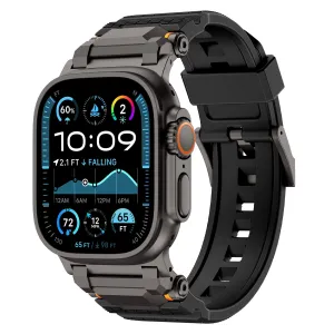 Minimal Sporty Look Active Motion Design Apple Watch 'Adventurer' Silicone Strap (Black with Black)