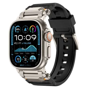 Comfortable Feel Comfort Fashion Look Apple Watch 'Adventurer' Silicone Strap (Black with Titanium)