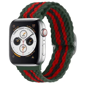 Sporty Band Apple Watch Braided Nylon Strap (Red/Black/Green)