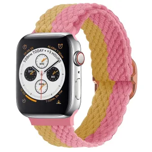 Comfort Focus Design Everyday Look Apple Watch Braided Nylon Strap (Yellow/Pink)