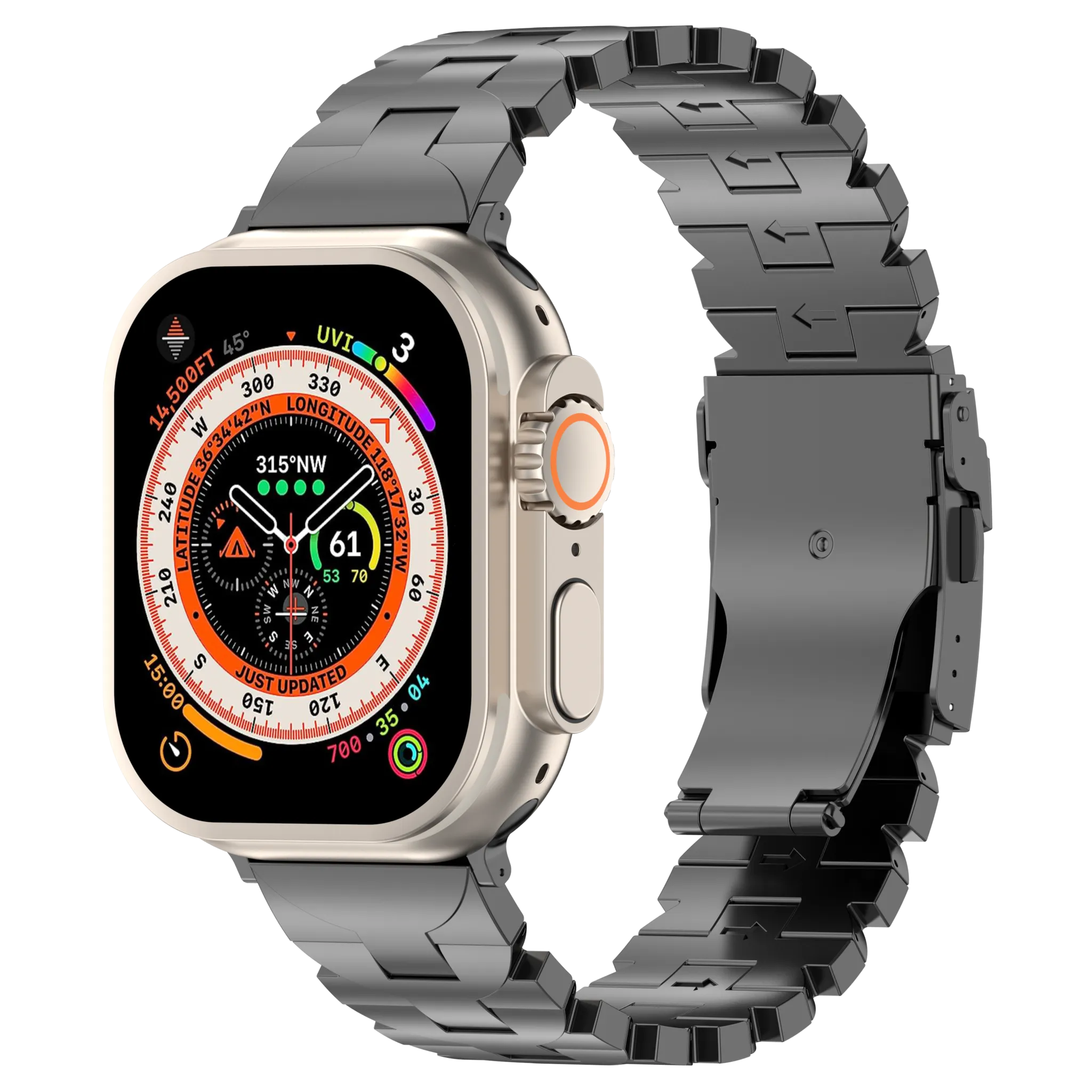 Flexible Active Design Durable Outdoor Option Apple Watch Butterfly Titanium Strap (Graphite)