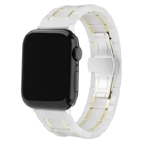 Modern Look Style Comfort Functional Look Apple Watch Ceramic/Steel Strap (White/Gold)