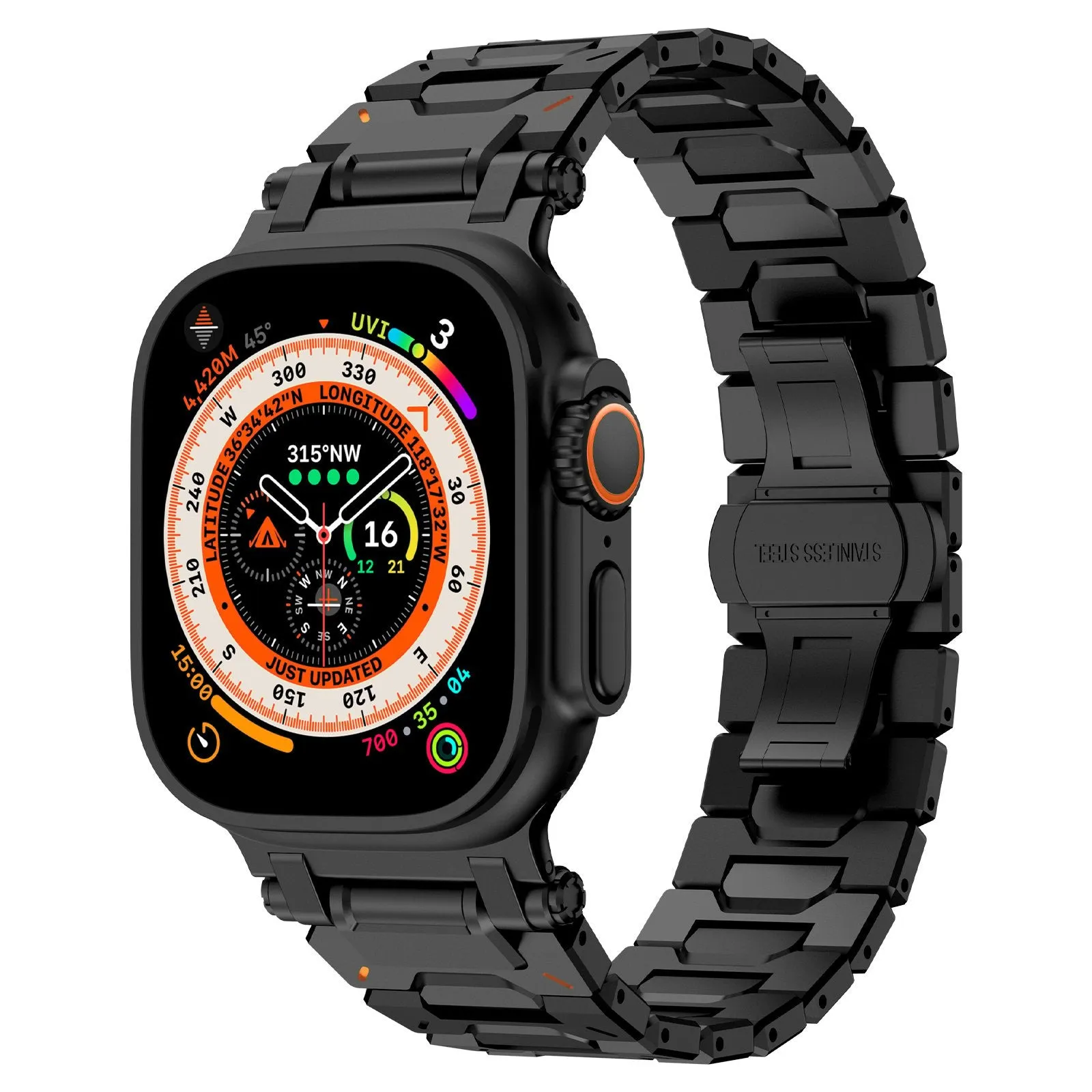 Apple Watch 'Explorer' Premium Steel Strap (Black) Comfort Layer Durable Finish