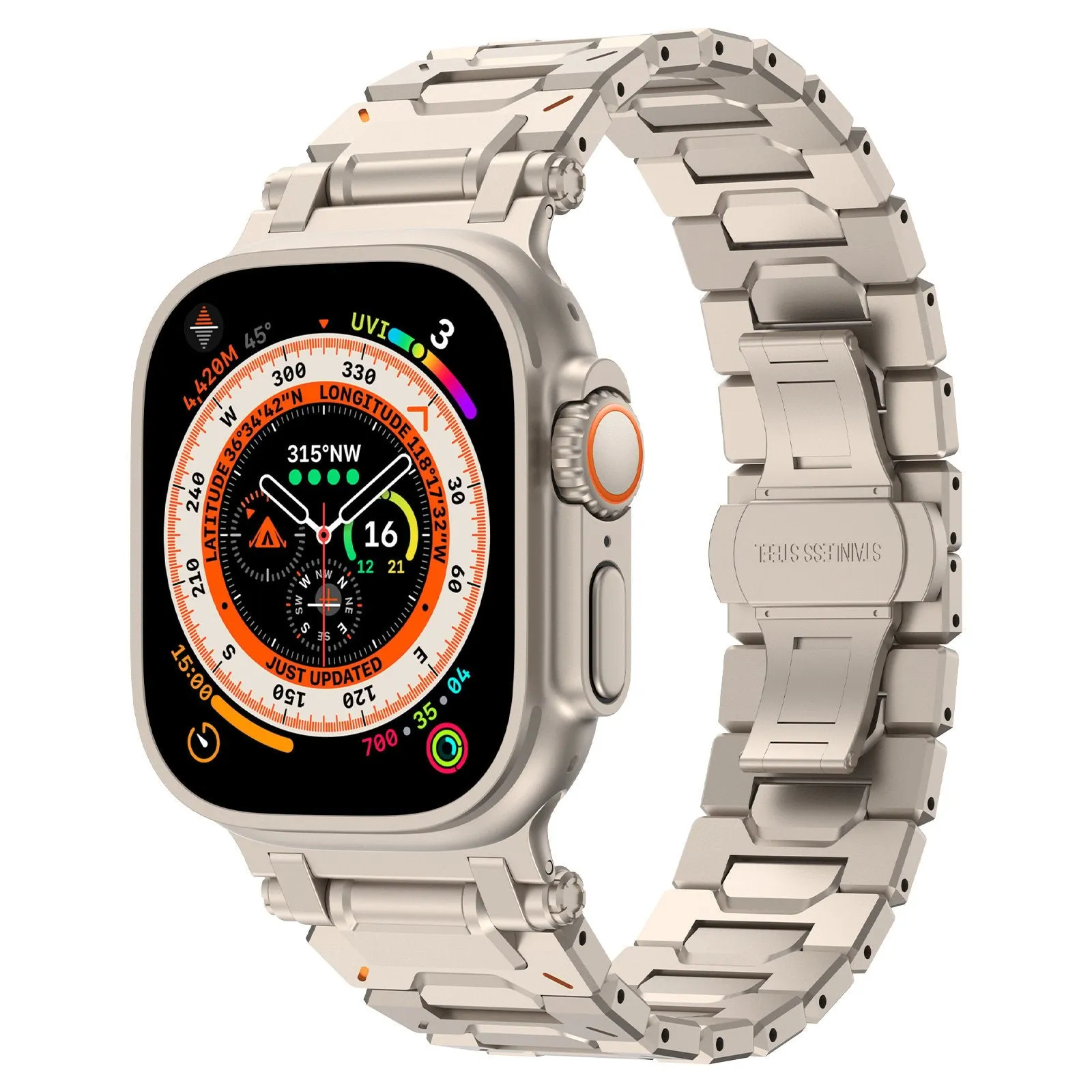 Elegant Band Apple Watch 'Explorer' Premium Steel Strap (Titanium)