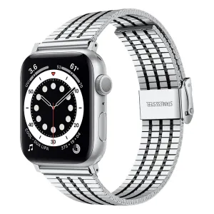 Breathable Design Apple Watch Fine Steel Strap (Silver/Black)