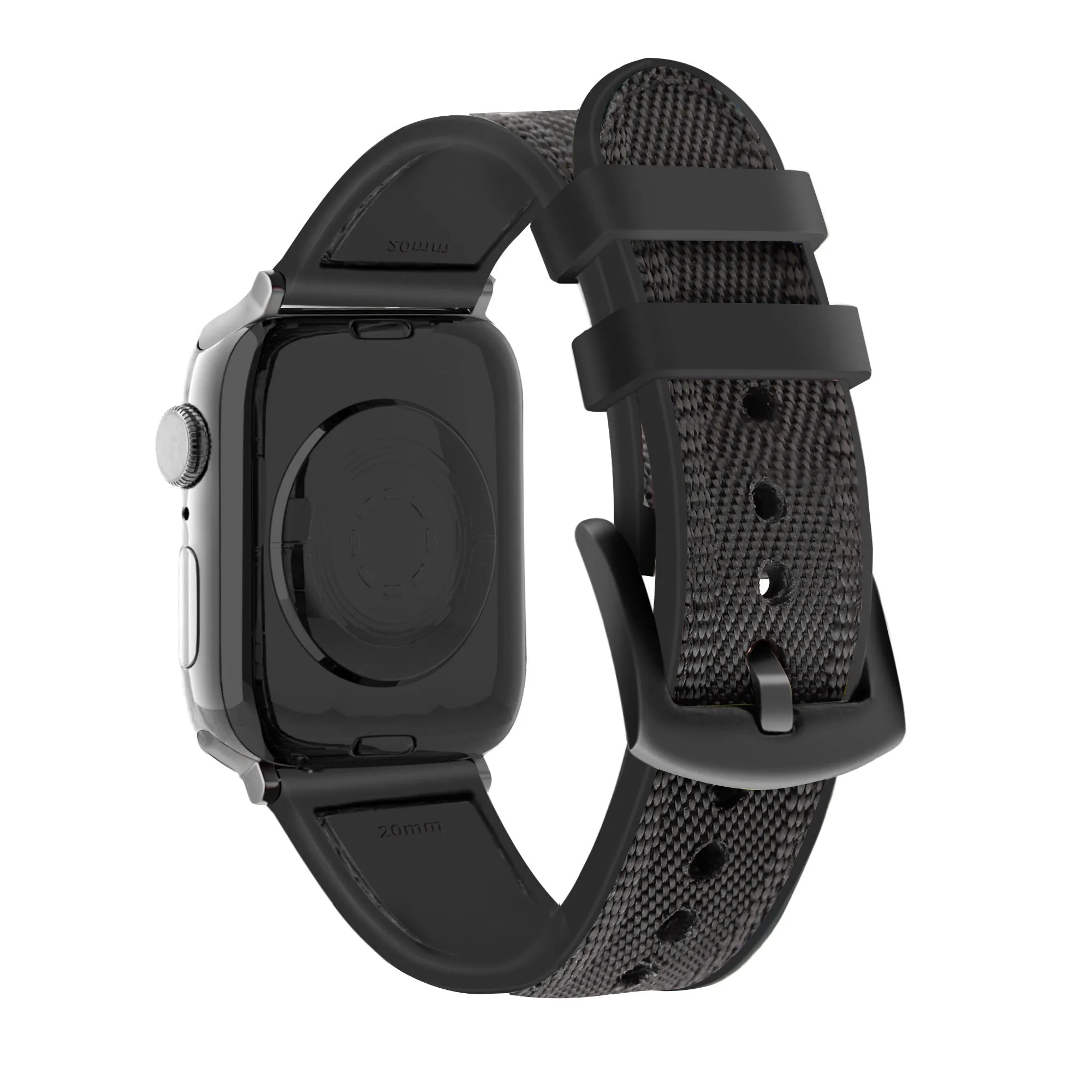 Apple Watch Hybrid Nylon Strap (Black) Comfort Fit All Day Use