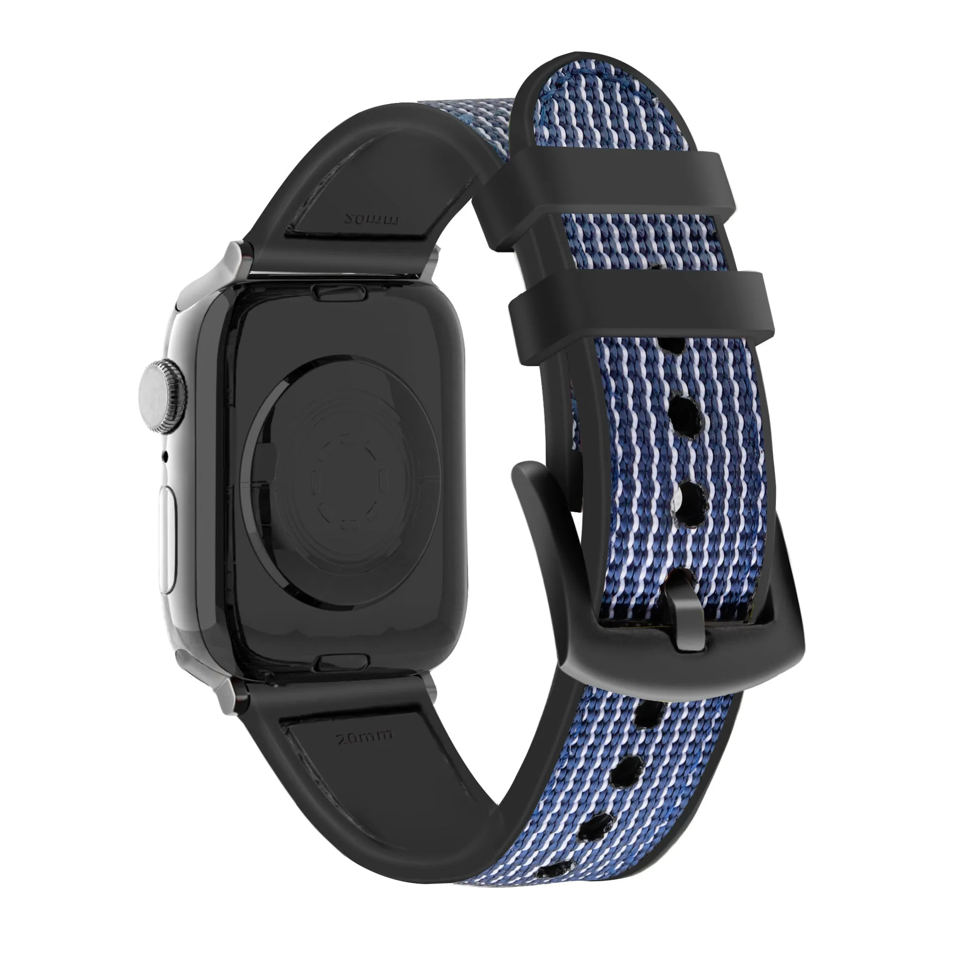 Leather Design Stylish Option Wear Apple Watch Hybrid Nylon Strap (Blue)