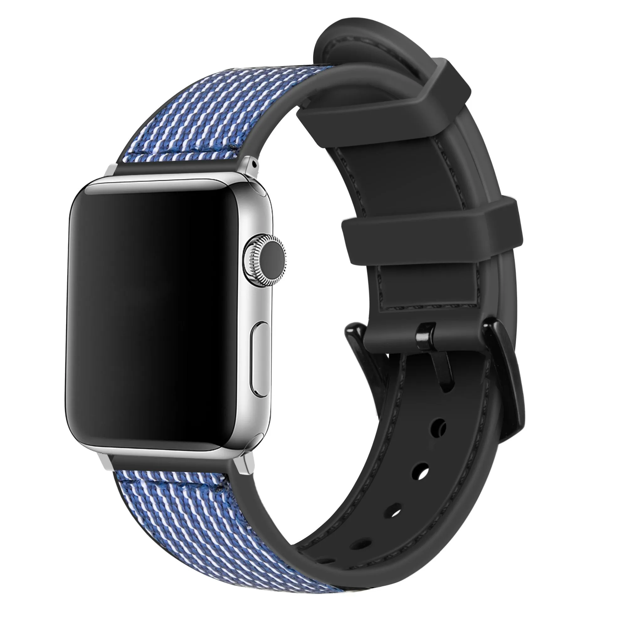 Flexible Motion Fit Everyday Essential Apple Watch Hybrid Nylon Strap (Blue)
