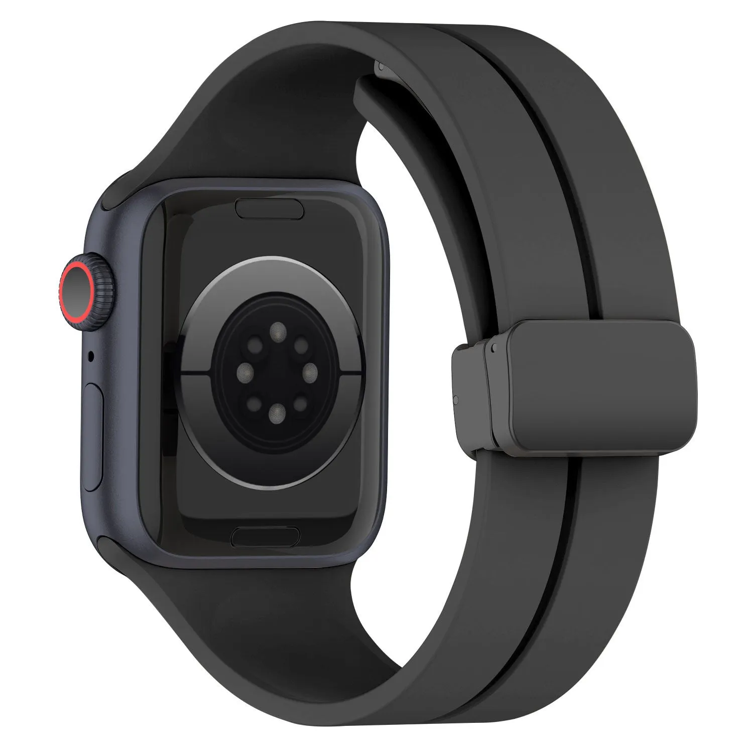 Comfortable Material Apple Watch Magnetic D-Buckle Strap (Black)