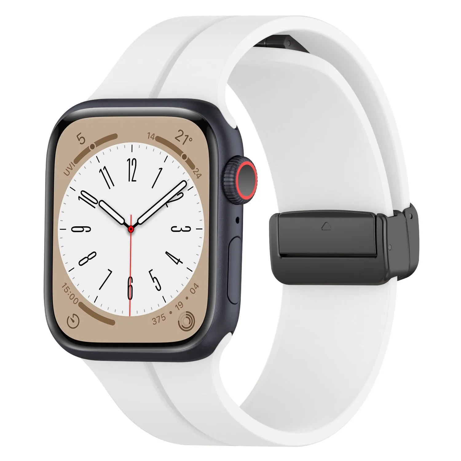 Apple Watch Magnetic D-Buckle Strap (White) Soft Surface Durable Comfort Fit