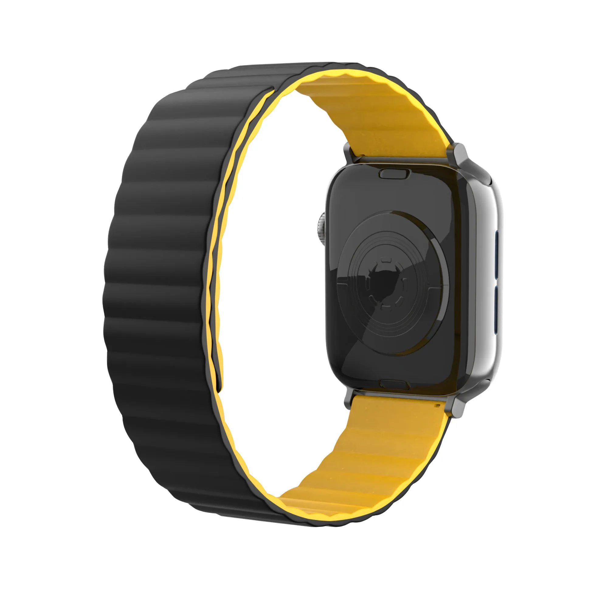 Smooth Fit Apple Watch Magnetic Silicone Strap (Black/Yellow)