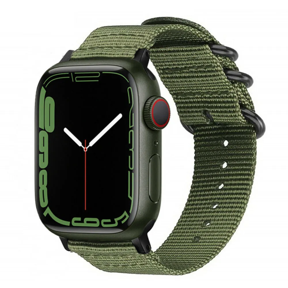 Minimal Fashion Style Classic Modern Look Apple Watch Nylon Strap with Buckle (Green)