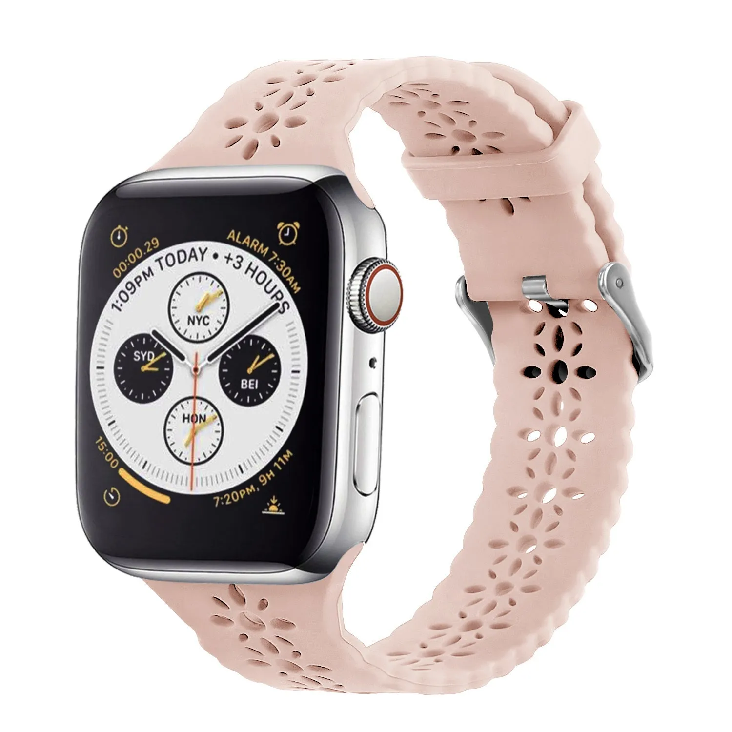 Waterproof Coating Apple Watch Patterned Silicone Strap (Pink)