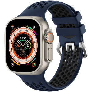Luxury Comfort Feel Secure fit Apple Watch Sport Strap with Buckle (Dark Blue/Black)