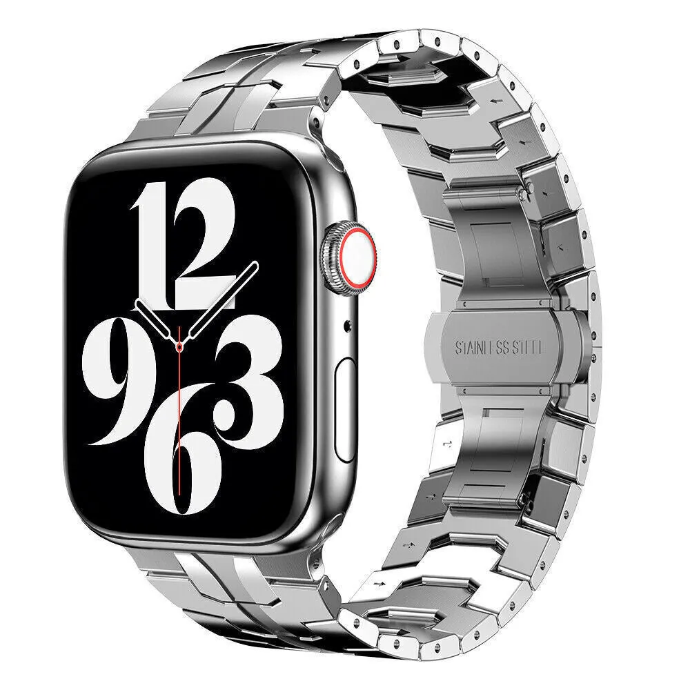 Apple Watch Steel Iron Strap (Silver) Elegant Band Modern Fashion Look