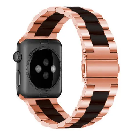 Apple Watch Steel Strap (Rose Gold/Black) Modern Activity Style Daily Comfort Fit
