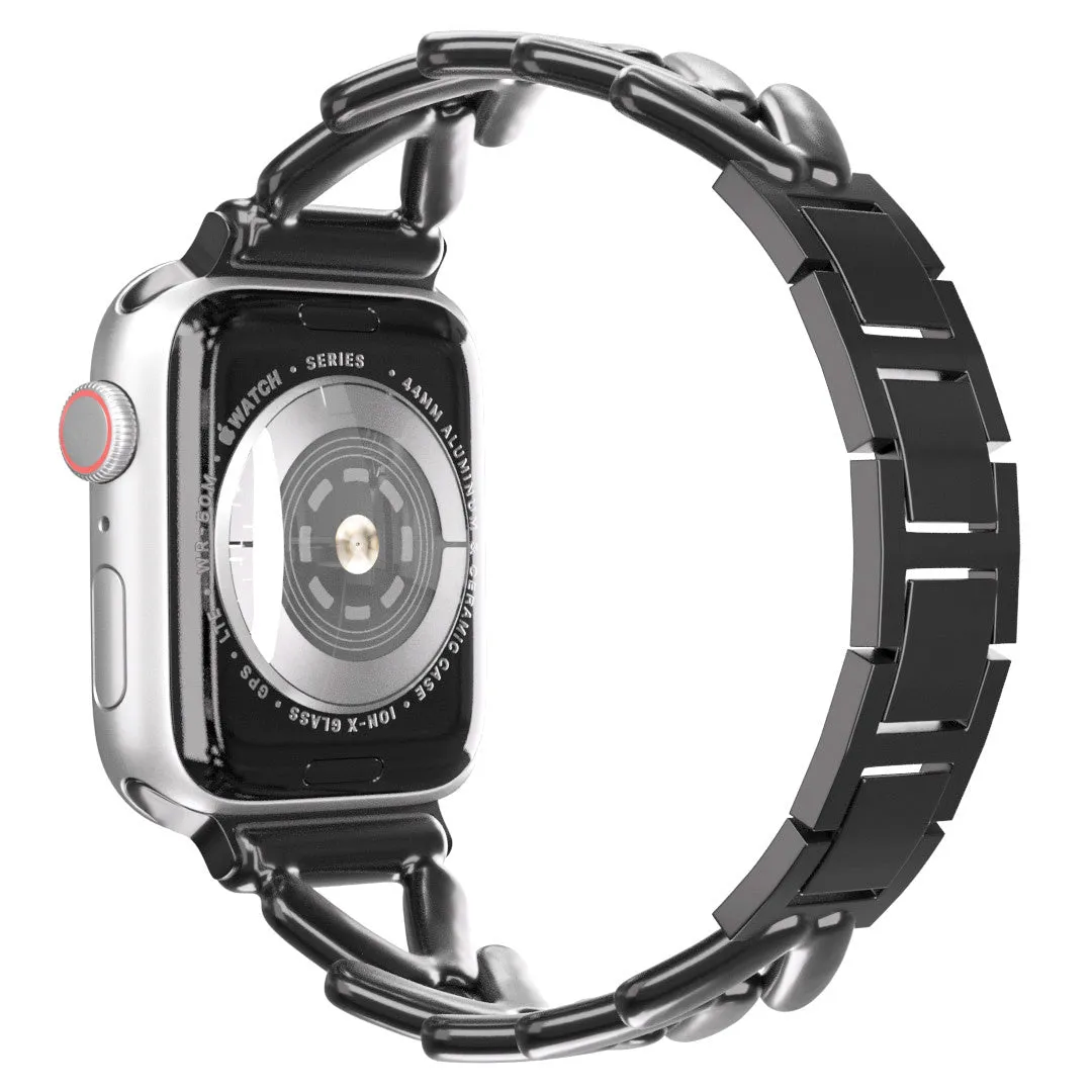 Luxury Modern Style Apple Watch Steel Strap V-Type (Black)