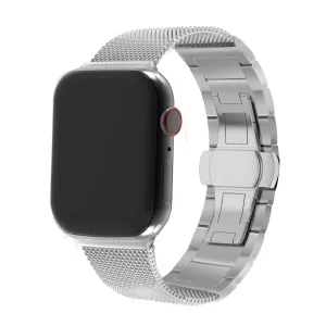Outdoor Fitness Light Smooth Finish Apple Watch Steel/Milanese Strap (Silver)