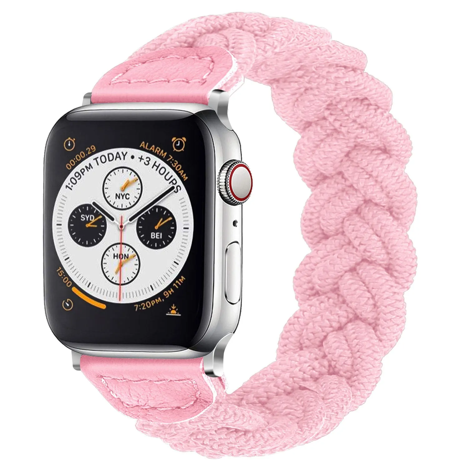 Smooth Detail Apple Watch Twisted Nylon Strap (Pink)