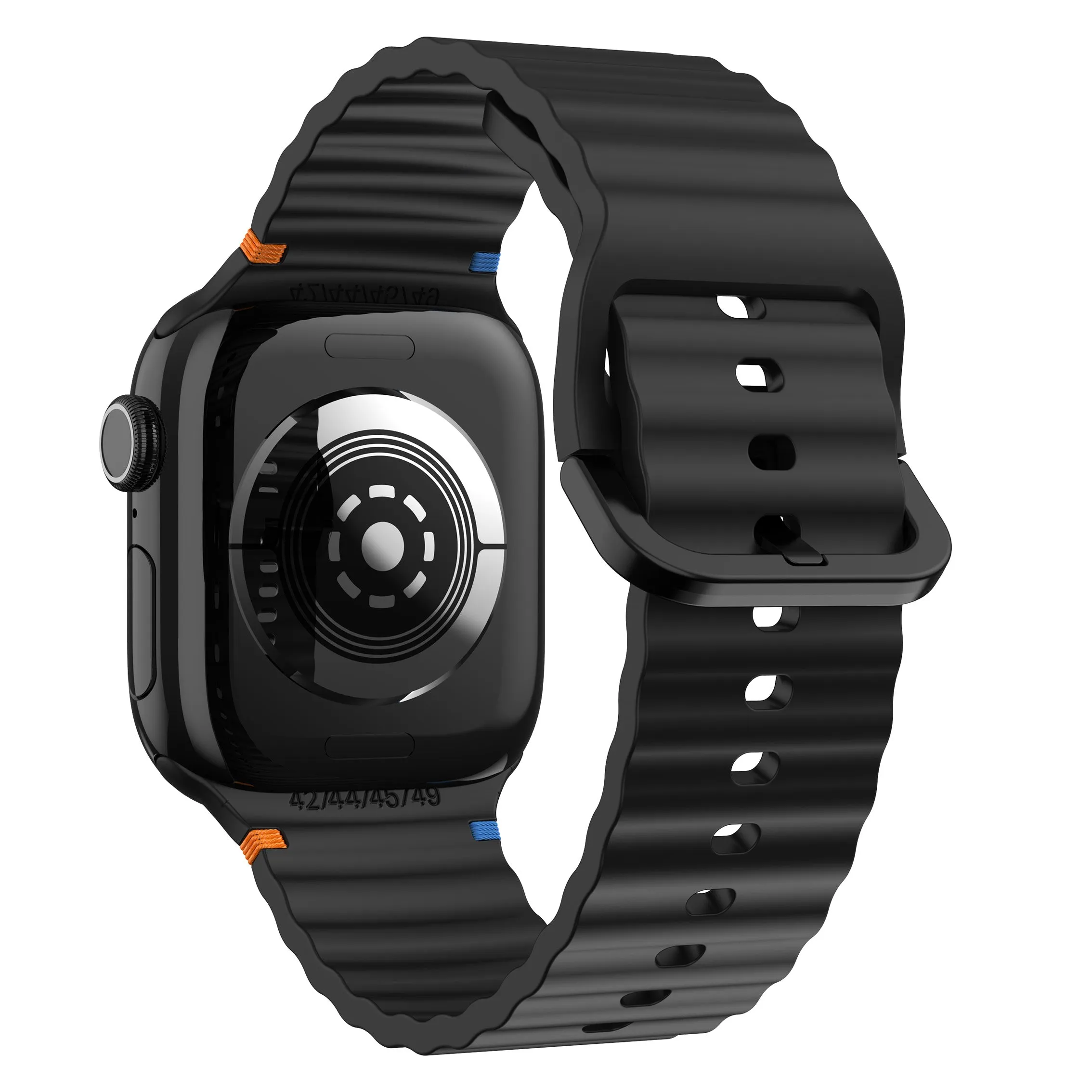 Apple Watch Wave Silicone Strap (Black) Breathable Option