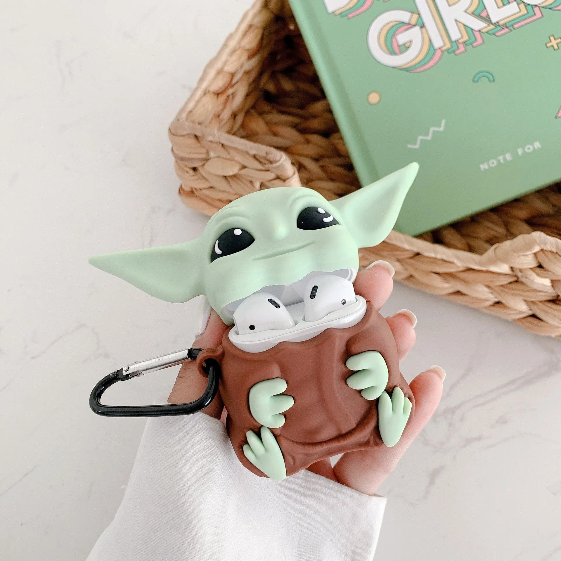 BABY YODA SILICONE AIRPODS CASE COVER FOR 1/2, 3 AND AIRPODS PRO soft pastel silicone protector