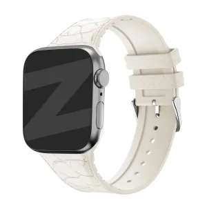 Bandz Apple Watch Silicone Strap With Leather Pattern (Starlight) Lightweight Comfort All Purpose Wear