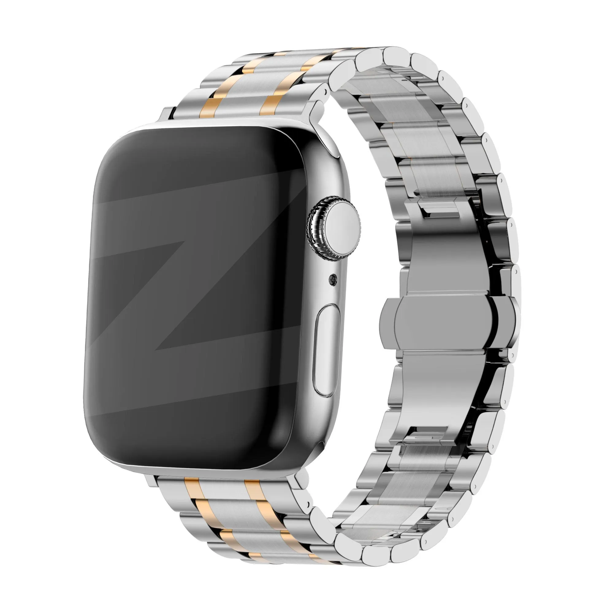 Rugged Utility Wear Bandz Apple Watch Steel Link Band 'Deluxe' (Silver/Gold)