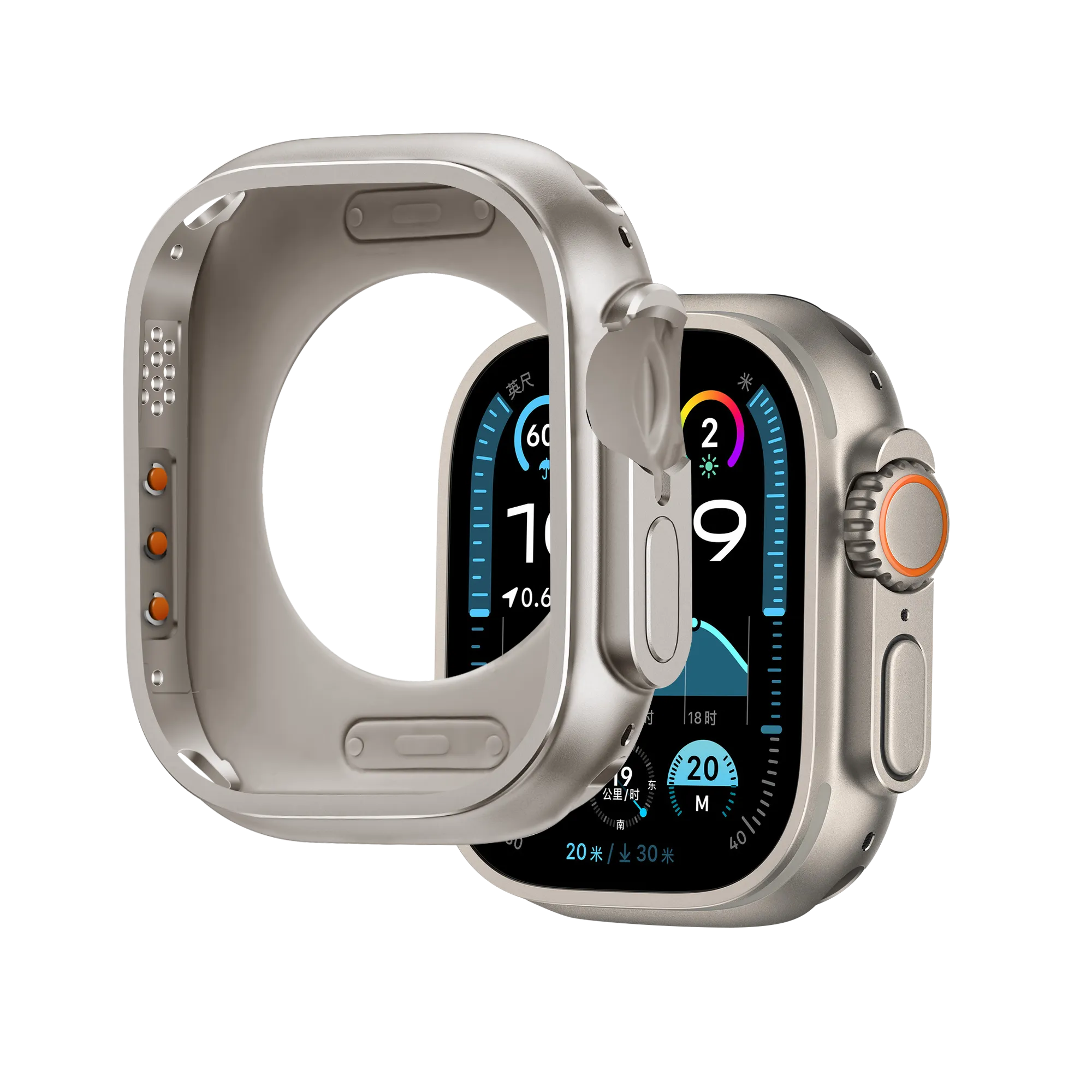 Bandz Apple Watch Ultra - 49mm Metal Case (Titanium) Full Frame Protection Screen Safety