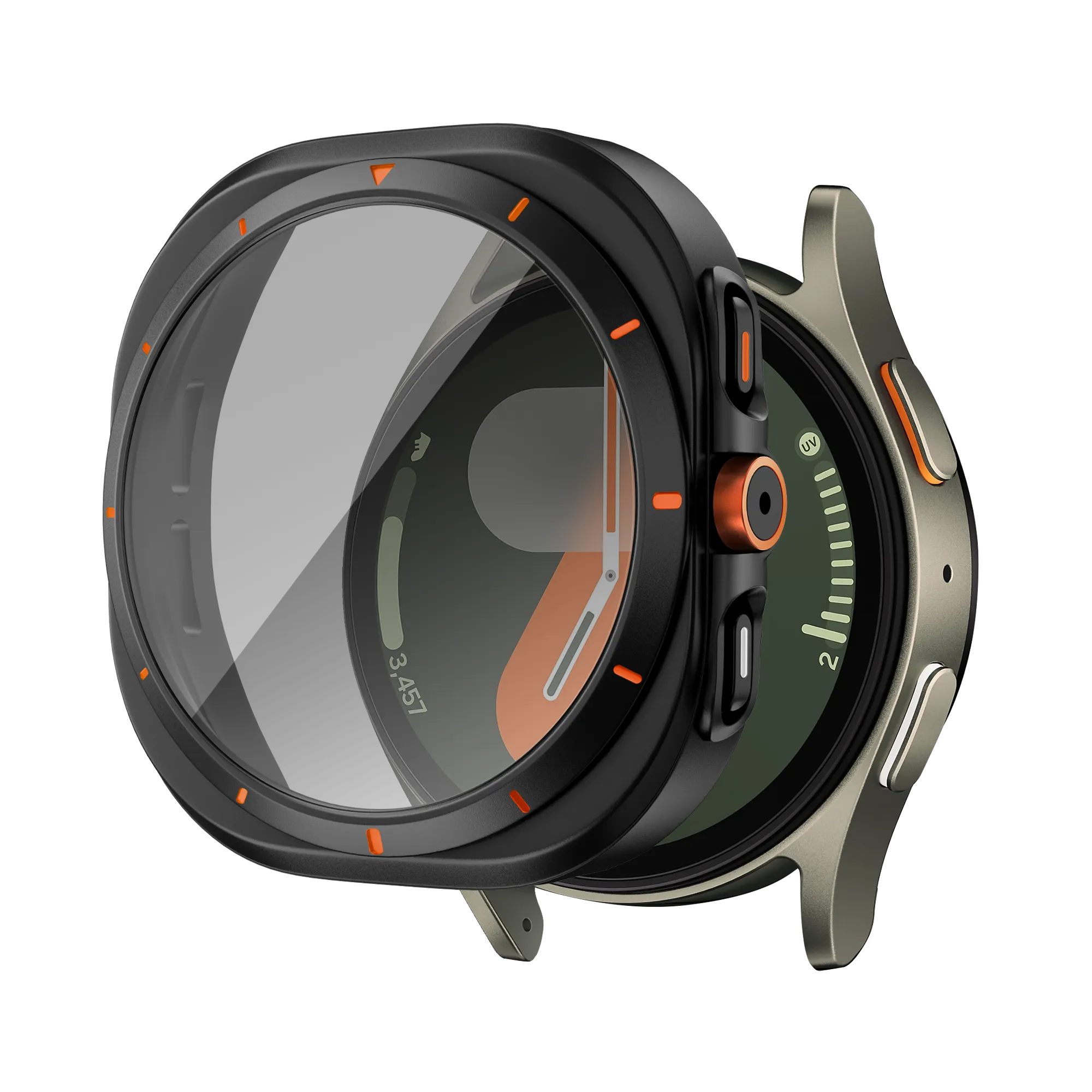 Anti-Fingerprint Bandz Samsung Galaxy Watch 7 - 44mm Square PC Case with Glass (Black)