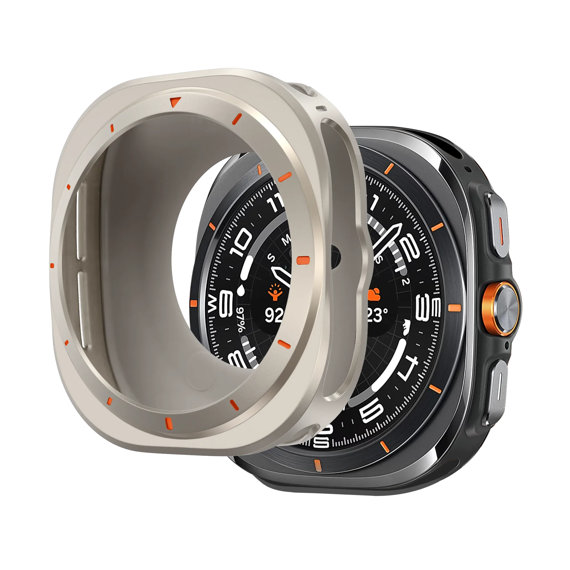 Bandz Samsung Galaxy Watch Ultra Metal Case (Titanium) Sporty Design Full Armor Shell