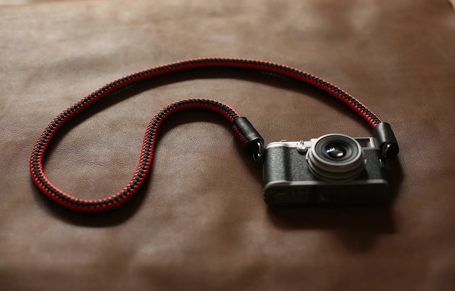 Best camera strap handmade red and black climbing rope black leather | windmup.com Phone Festival Wrist Lanyard