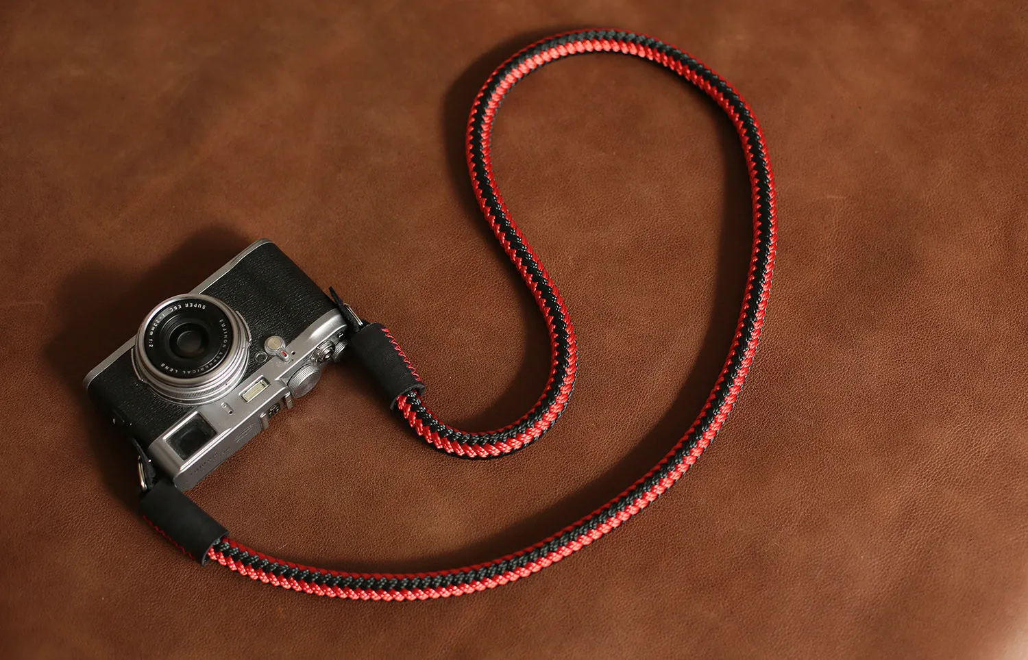 Work Cycling use Best camera strap handmade red and black climbing rope black leather | windmup.com