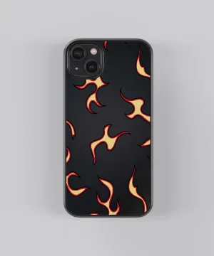 Black Flames Pattern Glass Phone Case Cover Hard Shell