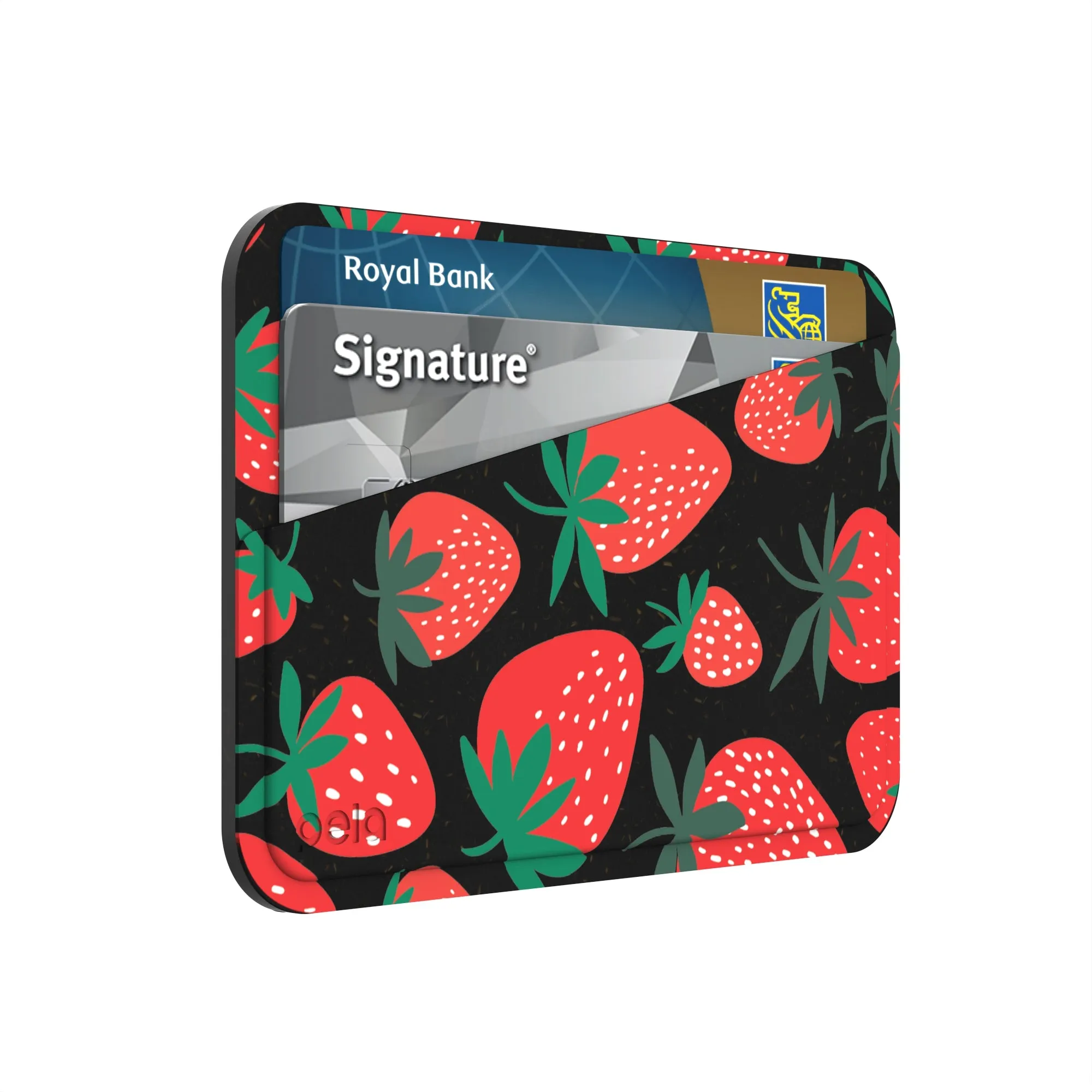 Handy Card Wallet Black Strawberries Mini Wallet