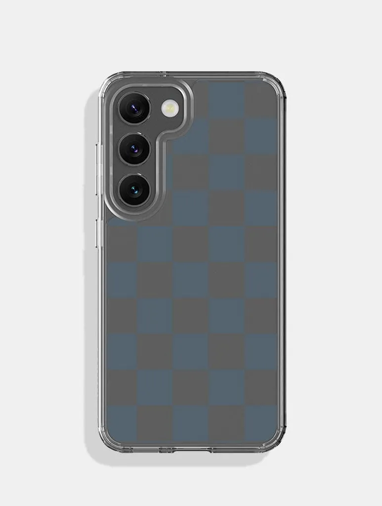 Polished Texture Finish Smooth Pattern Finish Blue Check Android Case