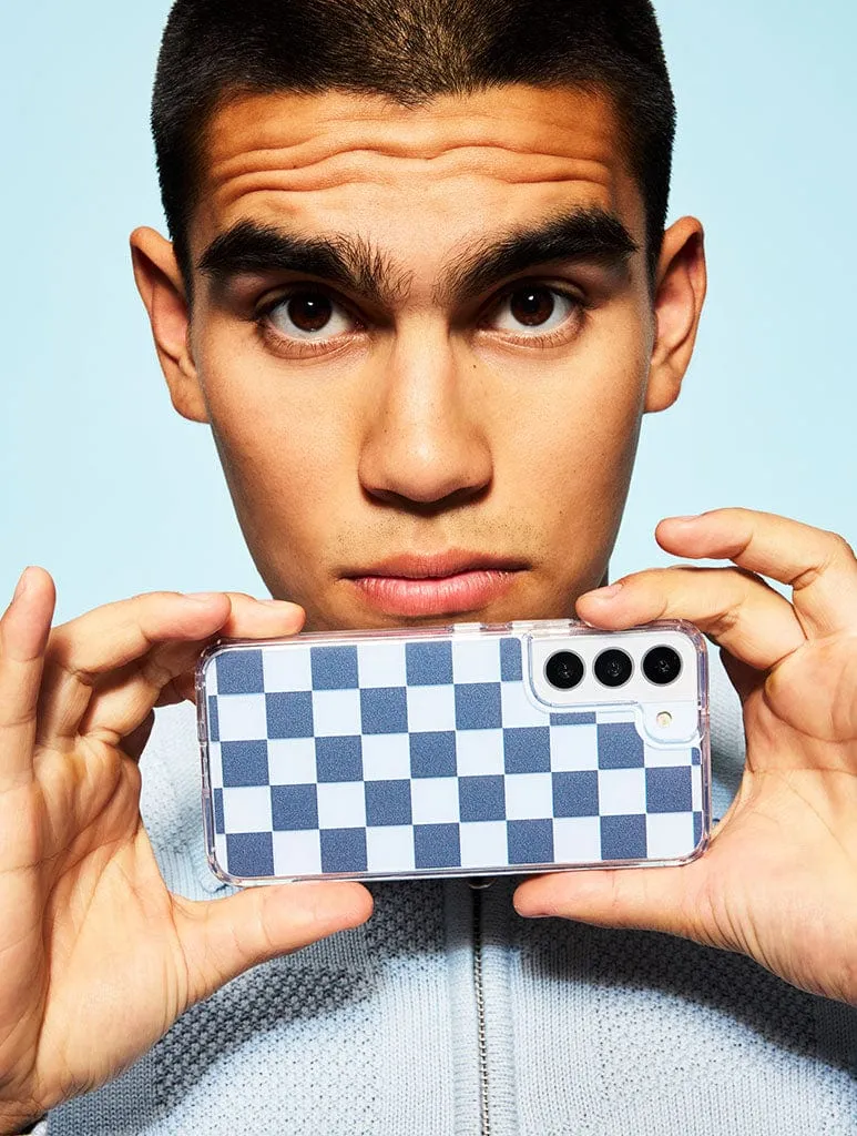 Simple Style Travel Companion Blue Check Android Case