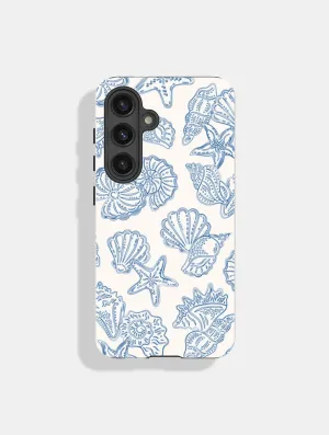 Light Build Smooth Finish Blue Outline Sea Shells Ultra Protective Android Case