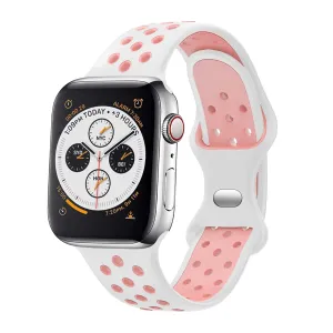 High Quality Sporty Motion Style Apple Watch Sport Strap Classic (White/Pink)
