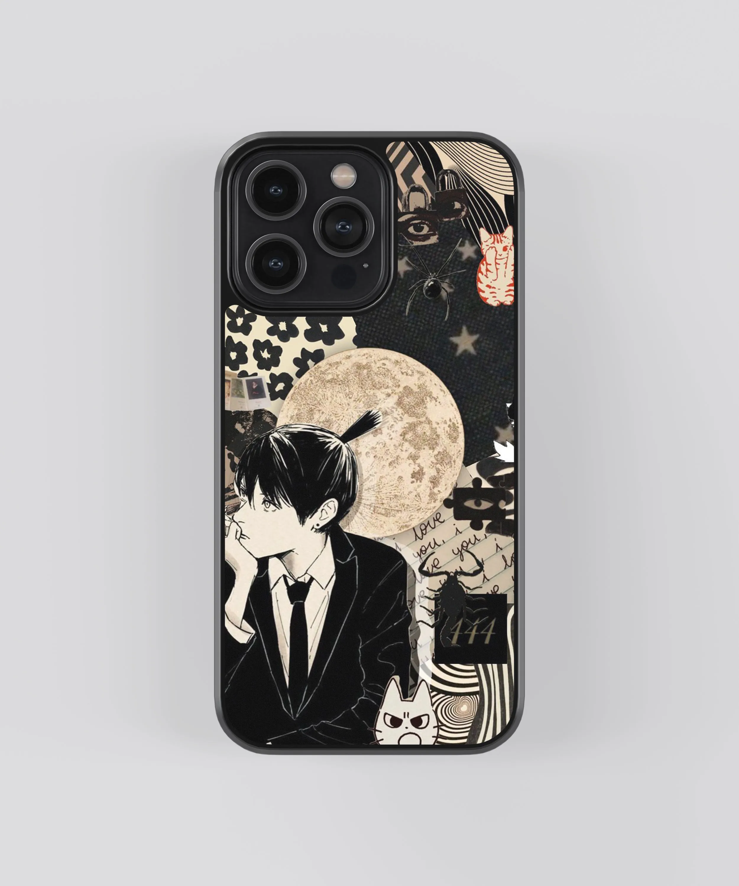 Elegant Style Smooth Pattern Chainsaw Man Aki Anime Glass Phone Case Cover