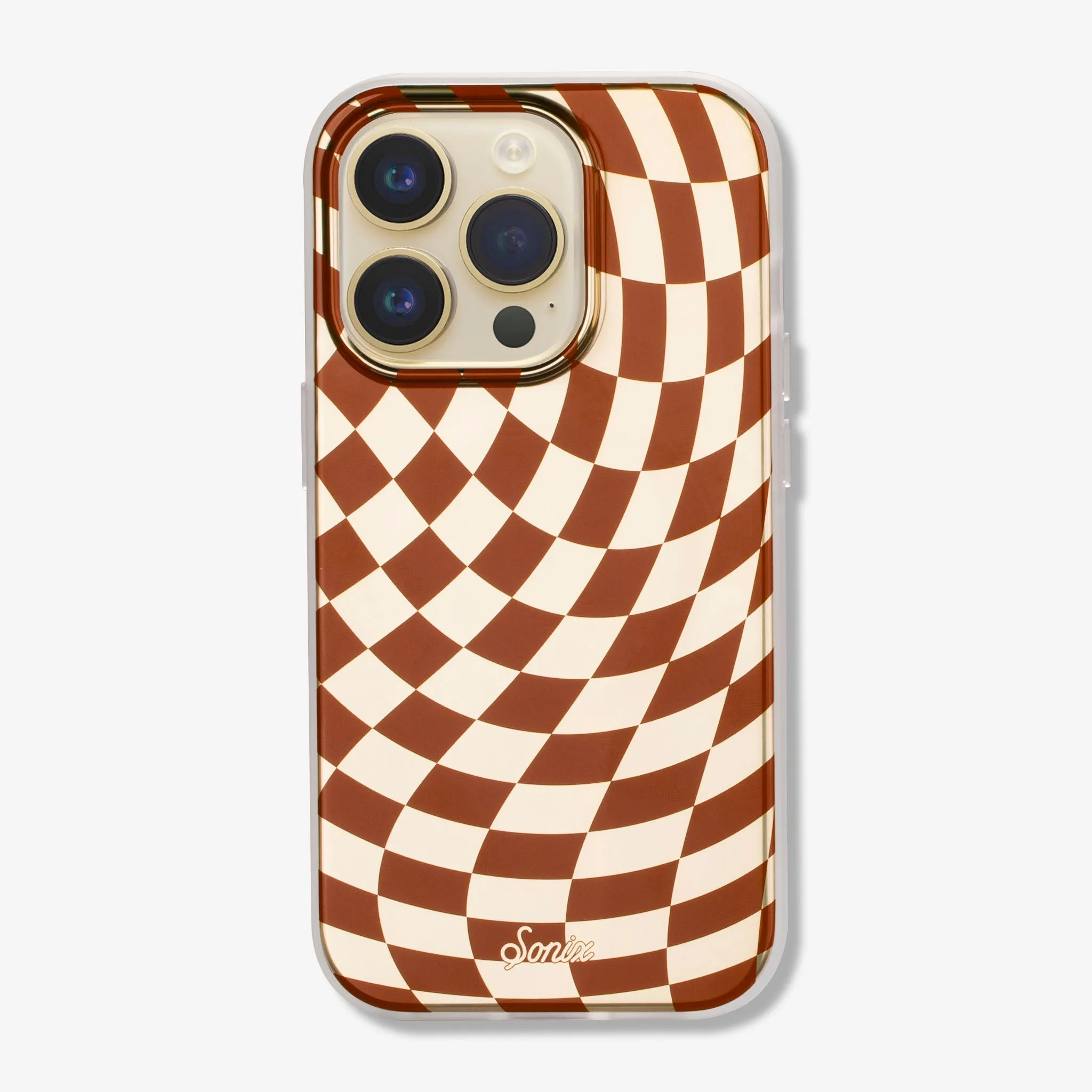 Flexible Pattern Checkmate Gold/Brown MagSafe? Compatible iPhone Case